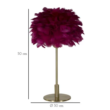 LAMPA STOŁOWA BALL FEATHER BORDEAUX 30X50 cm